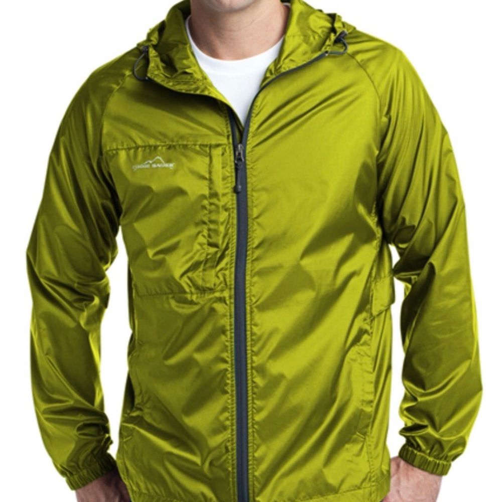Eddie Bauer Kids Lime Green Hooded Rain Jacket lightweight